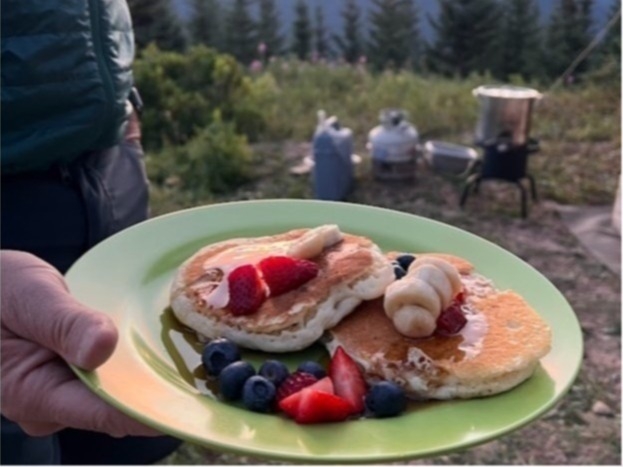 Image showing a typical breakfast served on the trail during a Colorado Trail Guided Hiking trip